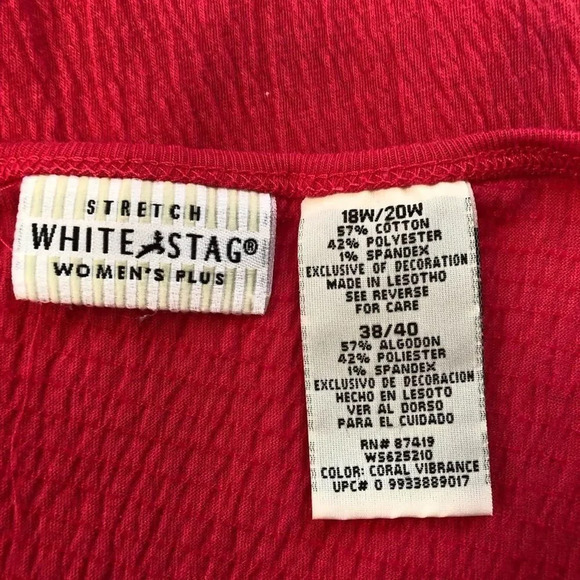 White Stag Red Textured Tunic Top Womens Plus Size Button Up Blouse Shirt - Picture 8 of 14